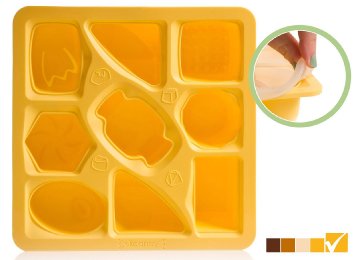Baby Food Storage Containers - BPA-Free Silicone Freezer Trays by Silicandy - 3 oz. Shapes - Use This Mold for Homemade Baby Food, Baking, Ice Cube Making & More! [Honey Chocolate]
