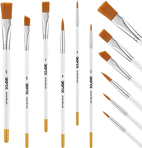 6 Pieces Miniature Paint Brushes Set Small Drybrush Beginner Brush Set for Tools for Roleplaying and Tabletop Miniature Painting