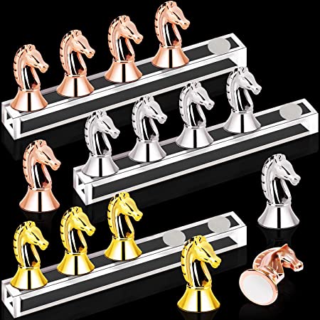 Kalolary 3 Sets Acrylic Magnetic Horse Style Display Stand, Practice Training Fingernail Display Stands Nail for False Nail Tip Manicure Tool Home Salon Use (Gold, Silver, Rose Gold)