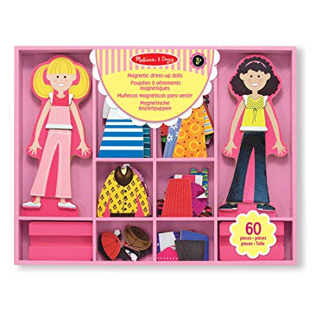 Melissa & Doug Abby & Emma Magnetic Dress-Up Set (Wooden Dress-Up Dolls, Pretend Play, 2 Play Sets in One, 55  Pieces, 3.175 cm H x 27.94 cm W x 35.56 cm L)