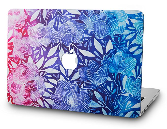 KEC MacBook Pro 13 Case 2017 & 2016 Plastic Hard Shell Cover A1706 / A1708 with/without Touch Bar (Leaf - Colorful)