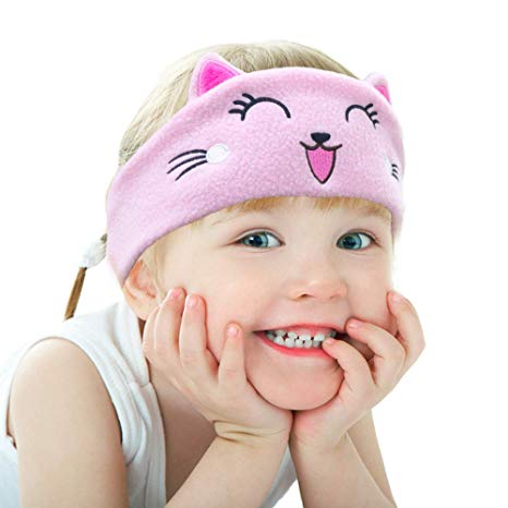 Kids Headphones, Volume Limiting with Ultra Thin Adjustable Speakers Soft Children Fleece Headband Cat Toddler Headphones for Home and Travel - Kitty