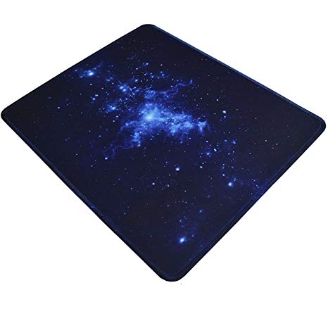 Blue Starry Pattern Mouse Pad Gaming Mousepad with Stitched Edge Non-Slip Rubber Base Mouse Mat for Computer Laptop Office & Home,9.8×11.8inches