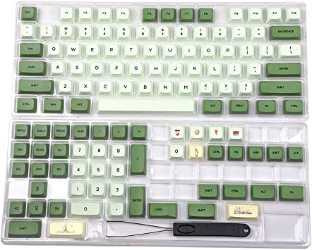 Matcha Dye Sub ZDA PBT Keycap Similar to XDA Japanese Korean Russian for MX Keyboard 104 87 61 Melody 96 KBD75 ID80 GK64 Tada68（Only Keycap） (English Base Kit)