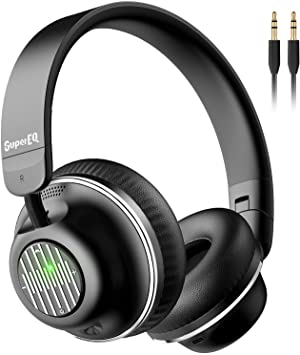 Active Noise Cancelling Headphones, SuperEQ S2 Bluetooth Headphones On Ear with Mic CVC 8.0, Hi-Fi Deep Bass, Voice Assistant, 25H Playtime, Foldable Wireless & Wired Headphones(Black)