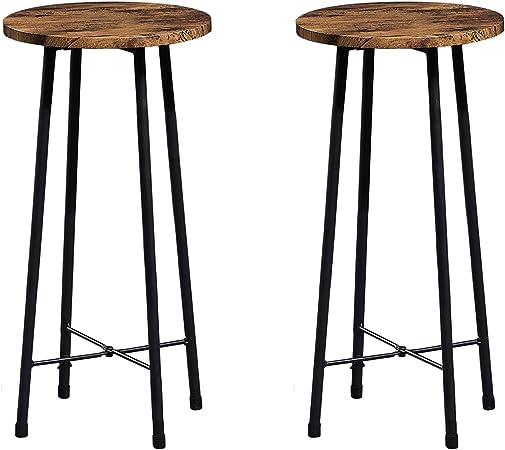 VECELO 24" Round BarStools, Modern Bar Stools Counter Height, Bistro Seats with Wood Surface, Simple Chairs for Living Room Dining Room, Breakfast Dinner Nap Conference, Brown