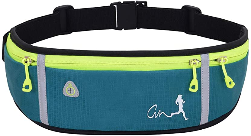 JAPI Running Belt,Water Resistant Runners Belt Fanny Pack for Women Men, Waist Bag for Hiking Fitness Travel - Adjustable Running Pouch Belt Fits Phones iPhone 11 pro max Xs x 6 7 8 Plus Samsung S10…