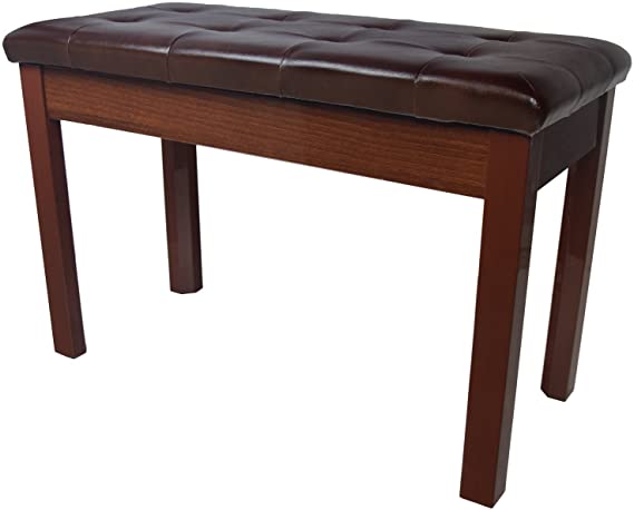 Chromacast Padded Wooden Double Size Piano Bench, Walnut