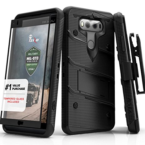 LG V20 Case, Zizo [Bolt Series] with FREE [LG V20 Screen Protector] Kickstand [Military Grade Drop Tested] Holster Belt Clip - Case for LG V20