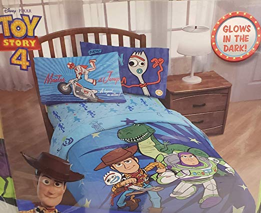 Toy Story 4 Glow in The Dark Bedding Set Comforter and Sheets (Twin Size)