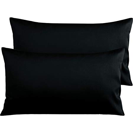 NTBAY 500 Thread Count Cotton King Pillowcases, Super Soft and Breathable Envelope Closure Pillow Cases, 20 x 36 Inches, Black