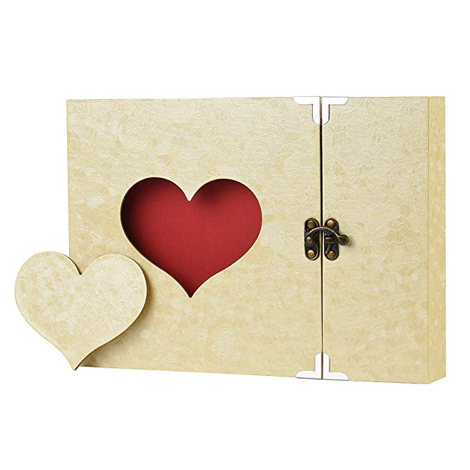 Scrapbook Firbon Handmade DIY Family Album with Bonus Gift Box for Christmas, Valentine's Day, Birthday and Homecoming (Yellow)