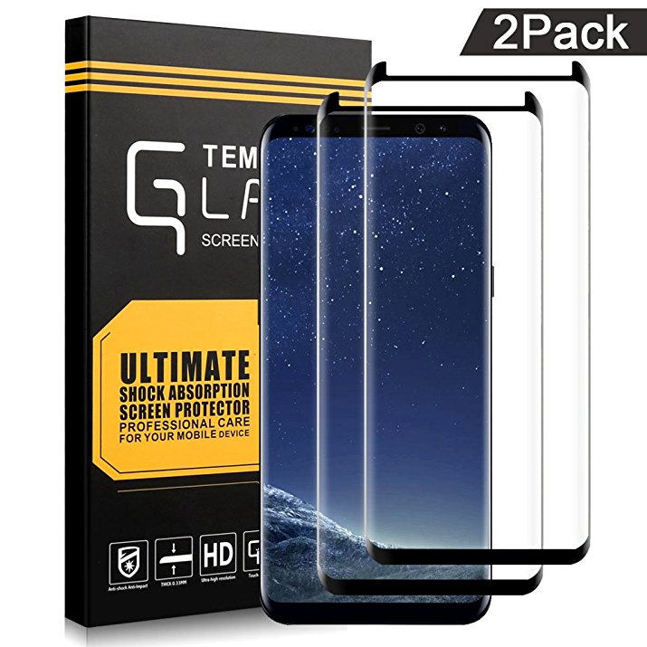 AOFU Glass Protector,Samsung Galaxy S8 Screen Protector, [Tempered Glass], Bubble Free(2Pack)