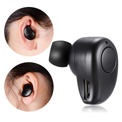 [In-Ear Version] PChero Mini Smallest Invisible Wireless Bluetooth Headphone Earbud Earphone Headset with Mic for iPhone Samsung and Most Bluetooth Smartphones - [Black]