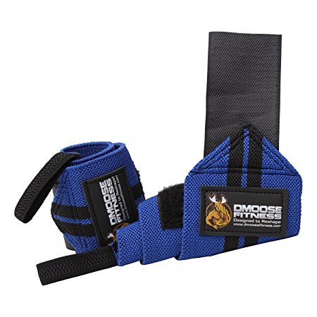 Wrist Wraps by DMoose Fitness – Premium Quality, Strong Velcro, Thumb Loops – Maximize Your Weightlifting, Powerlifting, Bodybuilding, Strength Training & CrossFit