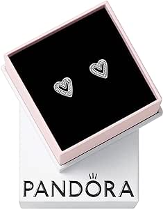 PANDORA Sparkling Freehand Heart Stud Earrings - Elegant Earrings for Women - Great Gift - Made with Sterling Silver & Cubic Zirconia - With Gift Box