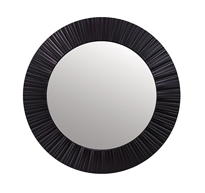 Kiera Grace Groove 20-Inch Round Mirror, Black