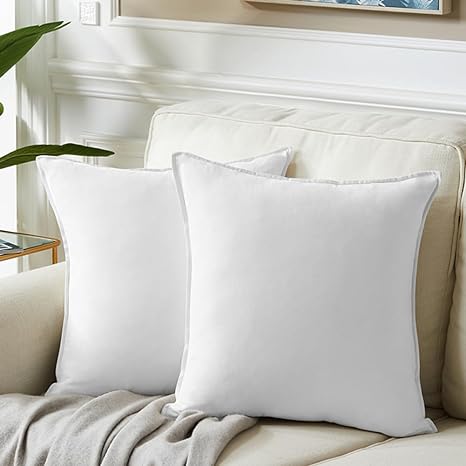 Fancy Homi Pure White 26x26 Pillow Covers Set of 2, Euro Pillow Sham 26x26, Super Soft Faux Suede Square Solid Big Throw Pillow Covers for Couch Bedroom 66x66 cm