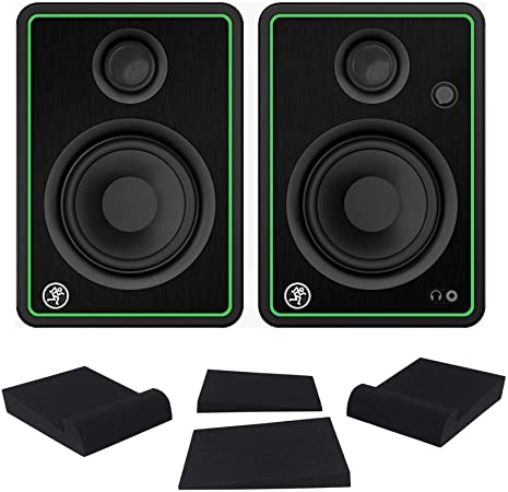 2 Mackie CR4-XBT 4" Reference Studio Monitor Speakers w/Bluetooth Isolation Pads