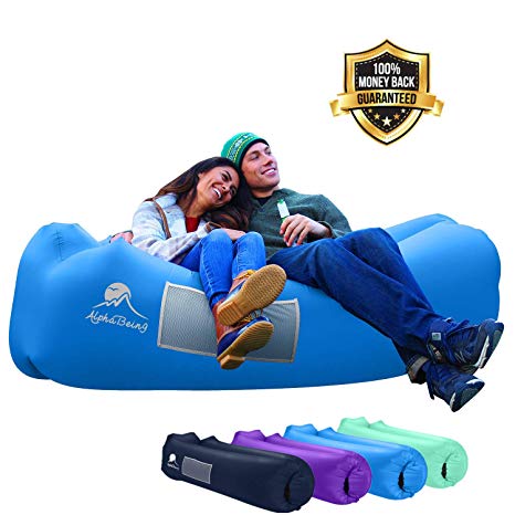 AlphaBeing Inflatable Lounger - Best Air Lounger for Travelling, Camping, Hiking - Ideal Inflatable Couch for Pool and Beach Parties - Perfect Air Chair for Picnics or Festivals