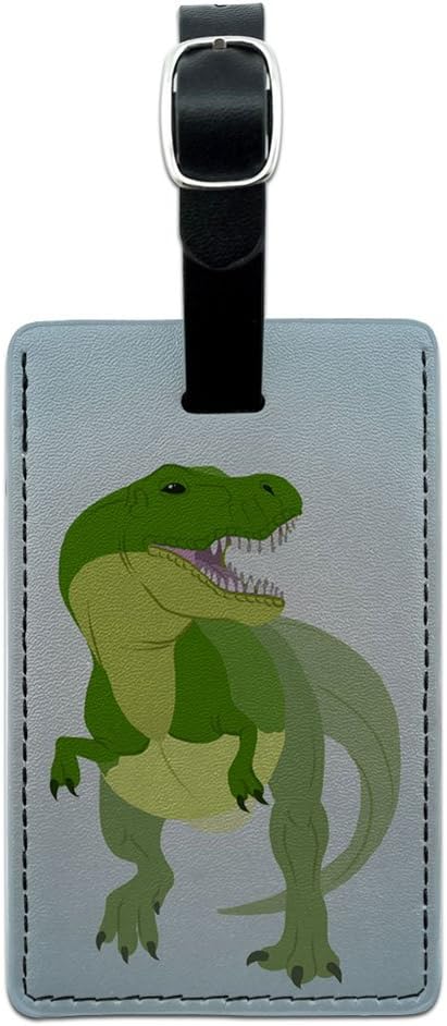Graphics & More Tyrannosaurus Rex-T Rex Dinosaur Raptor Leather Luggage Id Tag Suitcase, Black