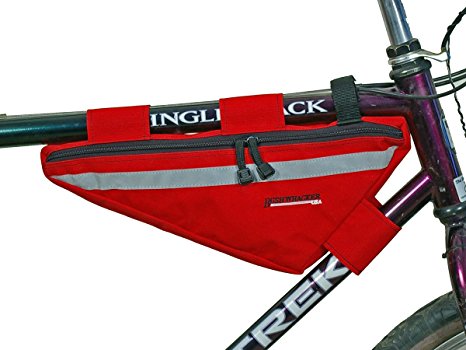 Bushwhacker Tahoe Red - Bicycle Frame Bag w/ Reflective Trim Cycling Triangle Pack Bike Crossbar Top Tube Stem Bag Front Rear Accessories