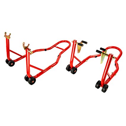 Apontus Motorcycle Front & Rear Stand Spool & Swingarm Lift, Red