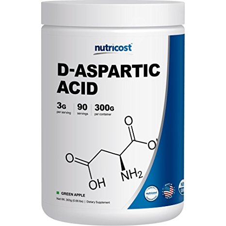 Nutricost D-Aspartic Acid (DAA) Powder 300G (Green Apple) - High Quality D-Aspartic Acid