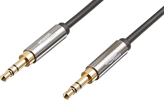 AmazonBasics 3.5 mm Male to Male Stereo Audio Aux Cable, 4 Feet, 1.2 Meters, 2-Pack