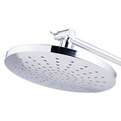 CO-Z 8” Rainfall Chrome Wall Mounted Round Shower Head for Bathroom with 12” Angle Adjustable Brass Extension Arm