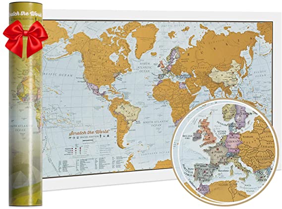 Maps International - Scratch The World® - Travel Edition Map Print - 12 x 16.5