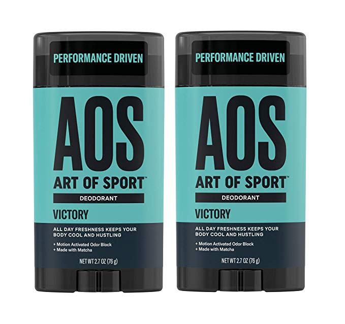 Art of Sport Men’s Deodorant Clear Stick (2-Pack), Victory Scent, Aluminum Free, Made with Matcha, 2.7oz