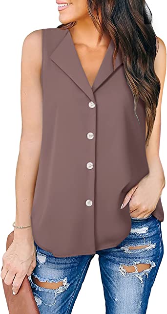 Lotusmile Women's Chiffon Button Down Blouses for Work Business Casual Dressy Shirts Office Tank Tops