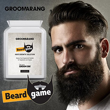 Groomarang Beard Hair Growth Solution Extra Strong Natural Vitamin E A Biotin L-Lysine Supplement Tablets Capsules Pills B12