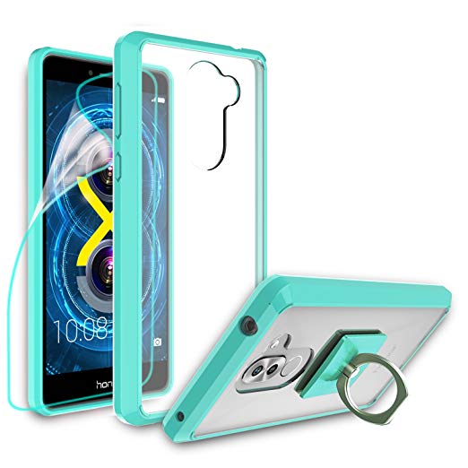 Huawei Honor 6X Clear Case With HD Screen Protector Phone Stand,Ymhxcy [Air Hybrid] Ultra Slim Shockproof Bumper Cover For Huawei Honor 6X CB2-Mint