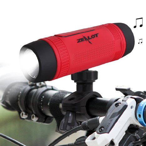 Bluetooth Bicycle Speaker Zealot S1 4000mAh Power Bank Waterproof Speakers with Full Outdoor Accessories(Bike Mount, Carabiner...)(Red)