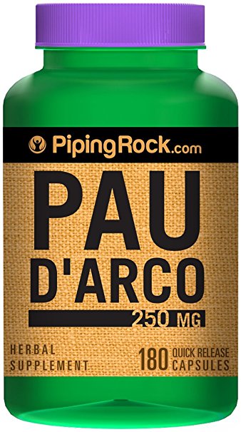 Piping Rock Pau d'Arco Inner Bark 500 mg 180 Quick Release Capsules Herbal Supplement