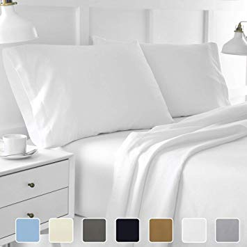 4-Piece Hotel Luxury Bed Sheets - Premium Collection 1800 Series Ultra-Soft Brushed Microfiber Sheet Set - Hypoallergenic - Wrinkle Resistant - Deep Pocket fits upto 16" (Full, White)