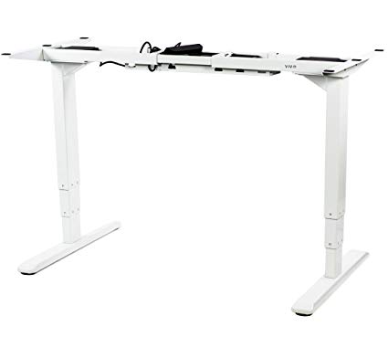 VIVO White Electric Stand Up Desk Frame w/Dual Motor and Cable Management Rack, Ergonomic Height Adjustable Standing DIY Workstation (DESK-V103EW)