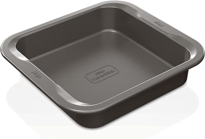 Ninja B30408 Foodi NeverStick Premium 8 inch Square Cake Pan, Nonstick, Oven Safe up to 500⁰F, Dishwasher Safe, Grey