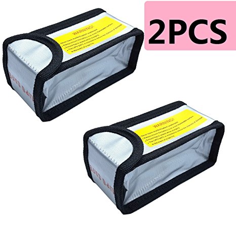 Aiskaer 2pcs Fireproof Explosionproof Lipo Battery Safe Bag Lipo Battery Guard Safe Bag （125x64x50mm）