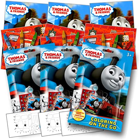 Thomas The Train Coloring Pack Party Favors with Stickers, Crayons and Coloring Activity Book in a Resealable Pouch ~ Plus Separately Licensed 2X3 Inch Coloring Fun Stickers Included