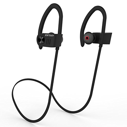 Wireless Headphones, ZOETOUCH Bluetooth Headphones V4.1 Sweatproof Noise Cancelling Headphones In Ear Stereo Sports Earbuds with Mic Handsfree for Work Out Gym and Jogging - Black