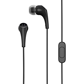 Motorola Earbuds 2 in-Ear Headphones - 10mm Audio Drivers, in-Line Microphone - Compatible with Smart Voice Assistants, Lightweight Design - Black