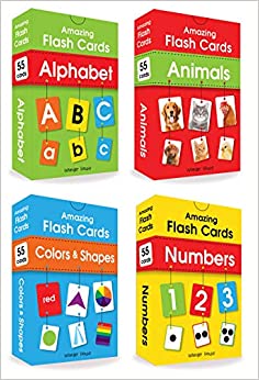 Amazing Flash Cards Set Of 4 Boxes: Early Development OF Preschool Toddler (220 Cards, Alphabet, Number, Animals, Colors And Shapes)