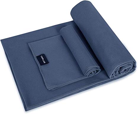 TOPLUS Yoga Towel - Sweat Absorbent Non-Slip Hot Yoga Towel   Hand Towel 2in1 Set, Microfiber, Super Soft, Best Yoga Mat Towel for Bikram Hot Yoga, Pilates, with Carry Bag