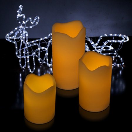 Kohree 3 Pack of Ivory Flameless Pillar Candles with Remote and Timer LED Candle