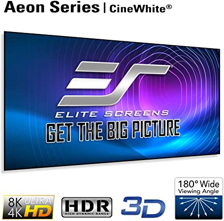Elite Screens Aeon Series, 125-inch 2.35:1, 8K / 4K Ultra HD Home Theater Fixed Frame EDGE FREE Borderless Projector Screen, CineWhite Matte White Front Projection Screen, AR125WH2-WIDE