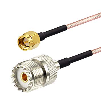 Superbat SO239 to SMA Cable SMA Male to UHF SO-239 Female Connectors 3ft(90cm) Low Loss Jumper Cable Extension for Handheld Radio Antenna