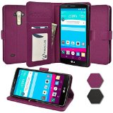 LG G Stylo Case Abacus24-7 LG Stylo Wallet Case Leather LG G Stylus Flip Cover with Card Holder and Kickstand - Purple Flip Case for LG G Stylo Phone